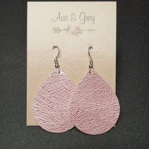 Pink brushed faux leather earrings
